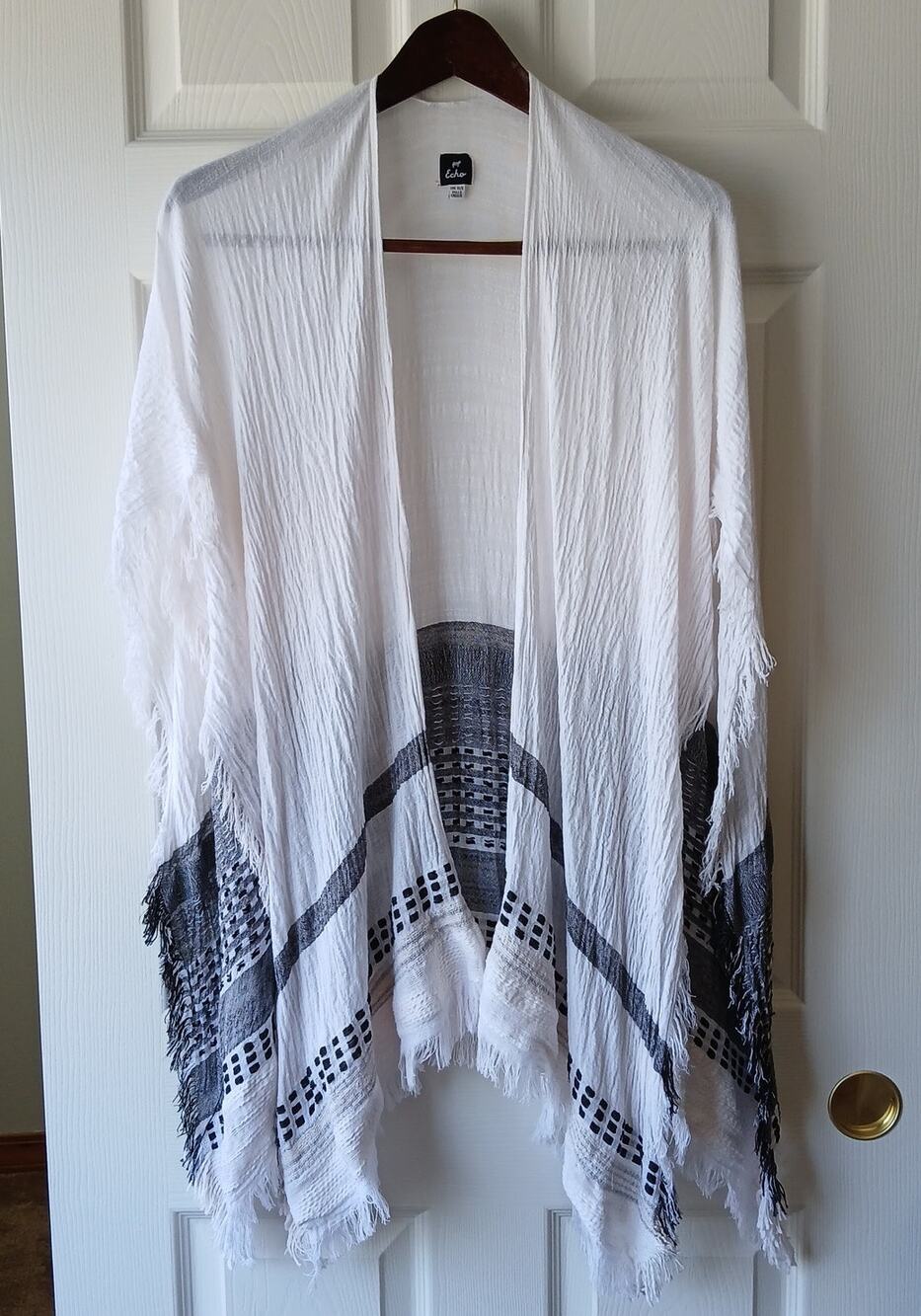 Echo Lightweight Gauze Caftan Shawl OSFA rayon cotton woven poncho scarf wrap